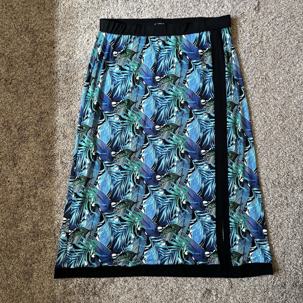 Christopher & Banks Maxi Skirt Tropical Print Stretchy Size XL